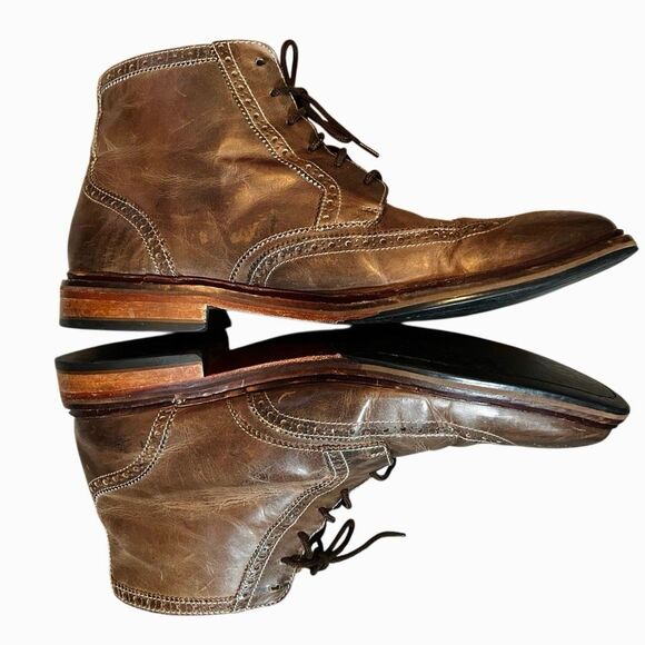 Cole Haan Mens 13 M Brown Chukka Wingtip Leather Ankle Boot Distressed Brogue main image 12